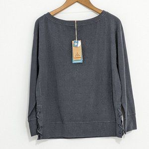 NWT PrAna Ostara Top, Coal Gray, Medium, Hemp & Organic Cotton Blend